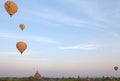 Hot air balloons over the ruins of Bagan, Myanmar Royalty Free Stock Photo