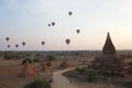 Hot air balloons over the ruins of Bagan, Myanmar Royalty Free Stock Photo