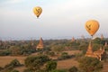 Hot air balloons over the ruins of Bagan, Myanmar Royalty Free Stock Photo