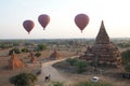 Hot air balloons over the ruins of Bagan, Myanmar Royalty Free Stock Photo