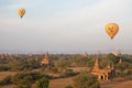 Hot air balloons over the ruins of Bagan, Myanmar Royalty Free Stock Photo