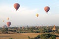 Hot air balloons over the ruins of Bagan, Myanmar Royalty Free Stock Photo