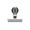 Hot air balloons over the sea vector icon