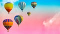 Hot air balloons over the soft cloud background on the sky with Royalty Free Stock Photo