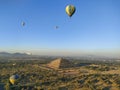 Hot air balloons over Teotihuacan in Mexico