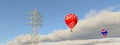 Hot air balloons and overhead power line