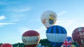 Hot air balloons rising during mass ascension in Balloon Fiesta Bristol Royalty Free Stock Photo