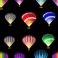 Hot air balloons, Seamless pattern