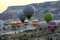 Hot air balloons at sunrise at Cappadocia in Turkey. Royalty Free Stock Photo