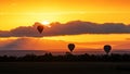 Hot Air Balloons in Surise Orange Africa Sky Royalty Free Stock Photo