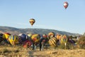 Hot air balloons taking off