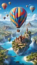 Hot Air Baloons in Clear Blue Sky. Mobile Wallpaper Background