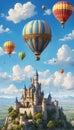 Hot Air Baloons in Clear Blue Sky. Mobile Wallpaper Background