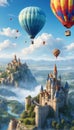 Hot Air Baloons in Clear Blue Sky. Mobile Wallpaper Background