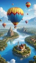 Hot Air Baloons in Clear Blue Sky. Mobile Wallpaper Background