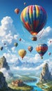 Hot Air Baloons in Clear Blue Sky. Mobile Wallpaper Background