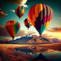 hot air colouful balloons fly sky