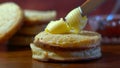 Hot Australian English style breakfast crumpets