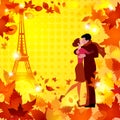 Hot autumn in love on halftone background 1