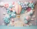 hot balloon cake smash backdrop is made to celebrate your little one\'s first birthday.