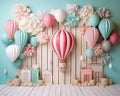 hot balloon cake smash backdrop is made to celebrate your little one\'s first birthday.