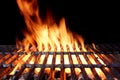 Hot Barbecue Charcoal Grill With Bright Flames