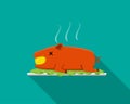 Hot Barbecue suckling pig in flat style, side view Royalty Free Stock Photo