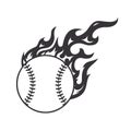Hot baseball fire logo silhouette. softball club graphic design logos or icons. vector illustration