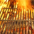 Hot BBQ Grill, Bright Flames and Burning Coals. Royalty Free Stock Photo