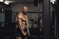 Mature sportsman exercising at the gym