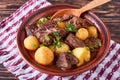 Hot Beef Stew in a clay bowl Royalty Free Stock Photo