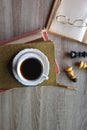 Hot Beverage, Books and Chess Pieces Royalty Free Stock Photo