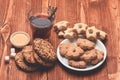 Hot beverage and pastry concept. Glass of black tea Royalty Free Stock Photo