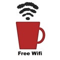 Red Hot beverage mug with Wifi sign in smoke shape Royalty Free Stock Photo