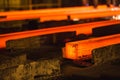 Hot billet bloom continuous casting, also called strand casting.