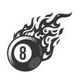 Hot Billiard Ball Number Eight fire logo silhouette. pool ball club graphic design logos or icons. vector illustration