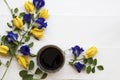 Black coffee with Blue flower butterfly pea local flora of asia