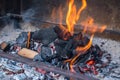 Hot black and red coals for barbecue, fire Royalty Free Stock Photo