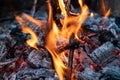 Hot black and red coals for barbecue Royalty Free Stock Photo