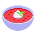 Hot borsch bowl icon isometric vector. Dish recipe