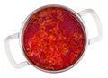 Hot borsch in a steel pan isolated Royalty Free Stock Photo