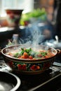 hot borscht in a plate. Selective focus. Royalty Free Stock Photo