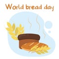 Hot bread illustration.World Bread Day.Hot loaf.