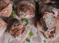 Hot buckwheat dough on a blackboard Royalty Free Stock Photo