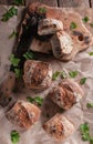 Hot buckwheat dough on a blackboard Royalty Free Stock Photo