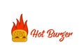 Hot Burger fire Logo Designs Inspiration Isolated on White Background. Royalty Free Stock Photo