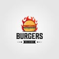 Hot burgers food logo vintage vector template Royalty Free Stock Photo