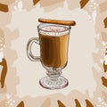 Hot Buttered Rum classic cocktail illustration. Alcoholic warm bar drink hand drawn vector. Pop art menu image item Royalty Free Stock Photo