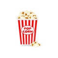 Hot, buttered, theater popcorn in a to go container