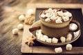 Hot cacao drink with marshmallows